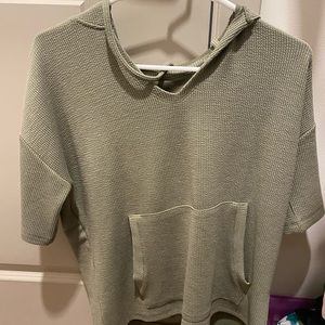 Short sleeve olive green hoodie
